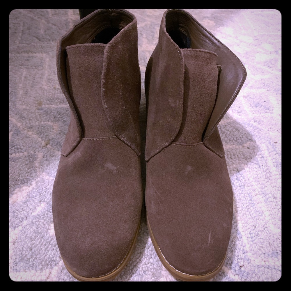 Brown suede booties